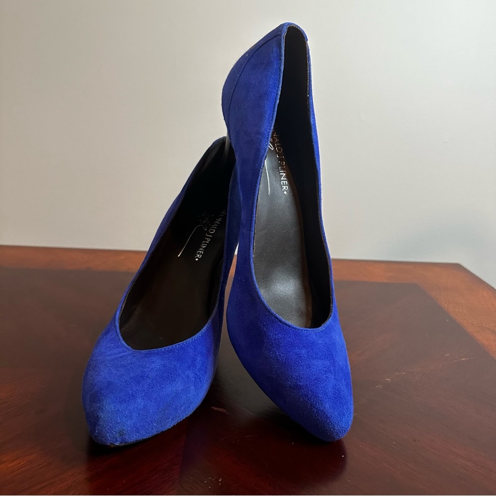 👠Donald J Pliner Edrice Blue Suede Heels Sz 8N